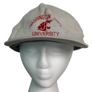 Vintage Washington State University WSU Corduroy Ribbed Embroidered Snapback Hat